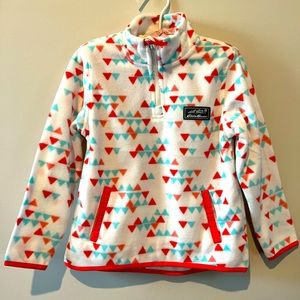 NWT Eddie Bauer XS fleece girl jacket, white and shapes